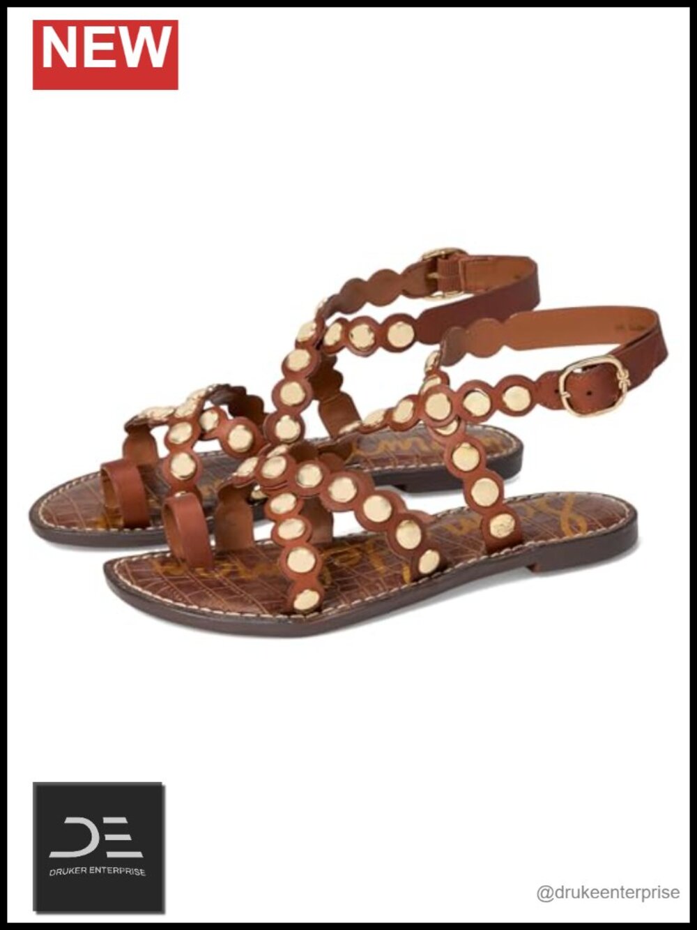 Sam Edelman Gloria Studded Strappy Gladiator Flat Sandals Buckle